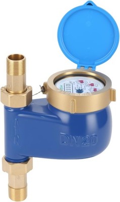 Watflow DN20 Vertical Water Meter with 3/4'' NPT Couplings, Heavy Brass 3/4 