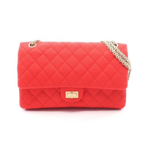 CHANEL 2.55 Matelasse W Flap Shoulder Bag Bag Cotton Jersey Ladies Red Used from