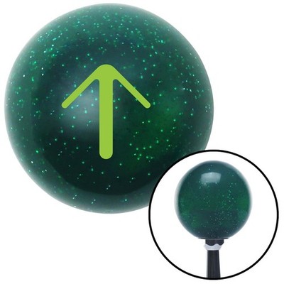 Green Solid Pointing Arrow Up Green Metal Flake Shift Knob w/ M16x1.5 Insert