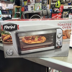 NEW Parini Stainless Steel Toaster Oven- Bakes, Toasts, Broils Timer Tray & Rack