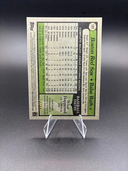 2016 Topps Baseball 101 Babe Ruth Red #13/50 - Image 2 of 3