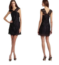 Anthropologie Leifsdottir Black Lace Tiered Ruffle Halter Mini Cocktail Dress 4