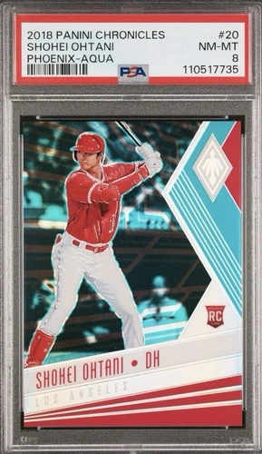 2018 Panini Chronicles Phoenix Shohei Ohtani Rookie #20 Aqua Prizm /299 RC PSA 8