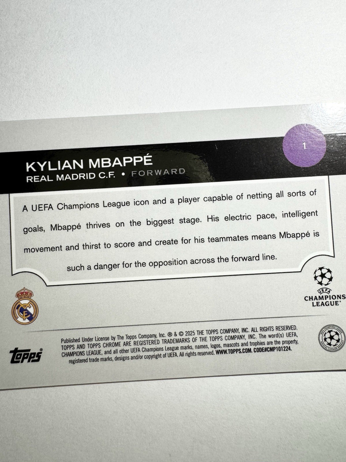 2024-25 Topps Chrome - Kylian Mbappe - Orange Lava Refractor /25 view 13