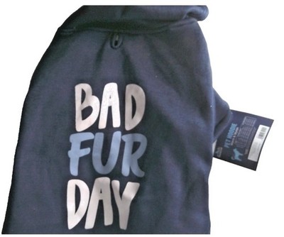 Pawsitively Fun ''Bad Fur Day'' Dog Hoodie Sweatshirt L Large Navy Shirt