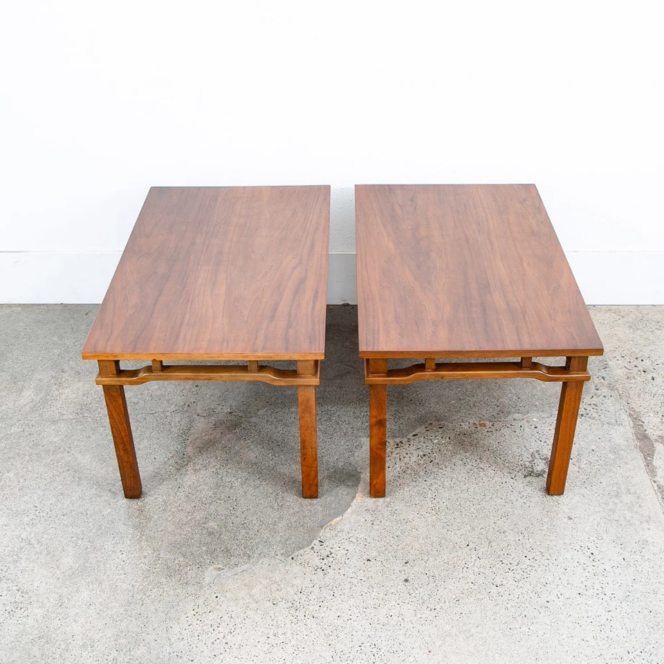 Mesitas de noche rectangulares personalizadas de nogal modernas de mediados de siglo vintage Foto 3 de 4