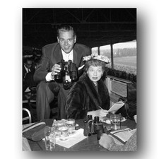Lucille Ball, Desi Arnaz Photo 8x10 1954 Race Track Black And White Portrait