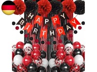 Geburtstagsdeko Rot Schwarz, Geburtstag Party Deko Schwarz Rot Luftballons,
