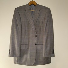 Bert Pulitzer Mens 42R Glen Plaid Silk Wool Blazer Sport Coat Pearl Silk Classic