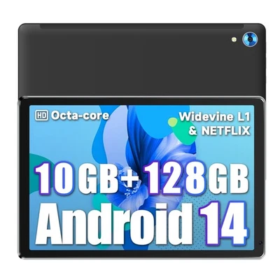 AEEZO 2025 10.1" WIFI Tablet Android 14 HD 128GB Tablet Pad Octa-Core Dual Camera 4G