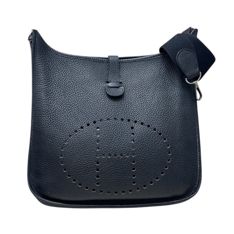 HERMES Evelyne PM Black Taurillon Clemence Leather Shoulder Bag #OKB2224