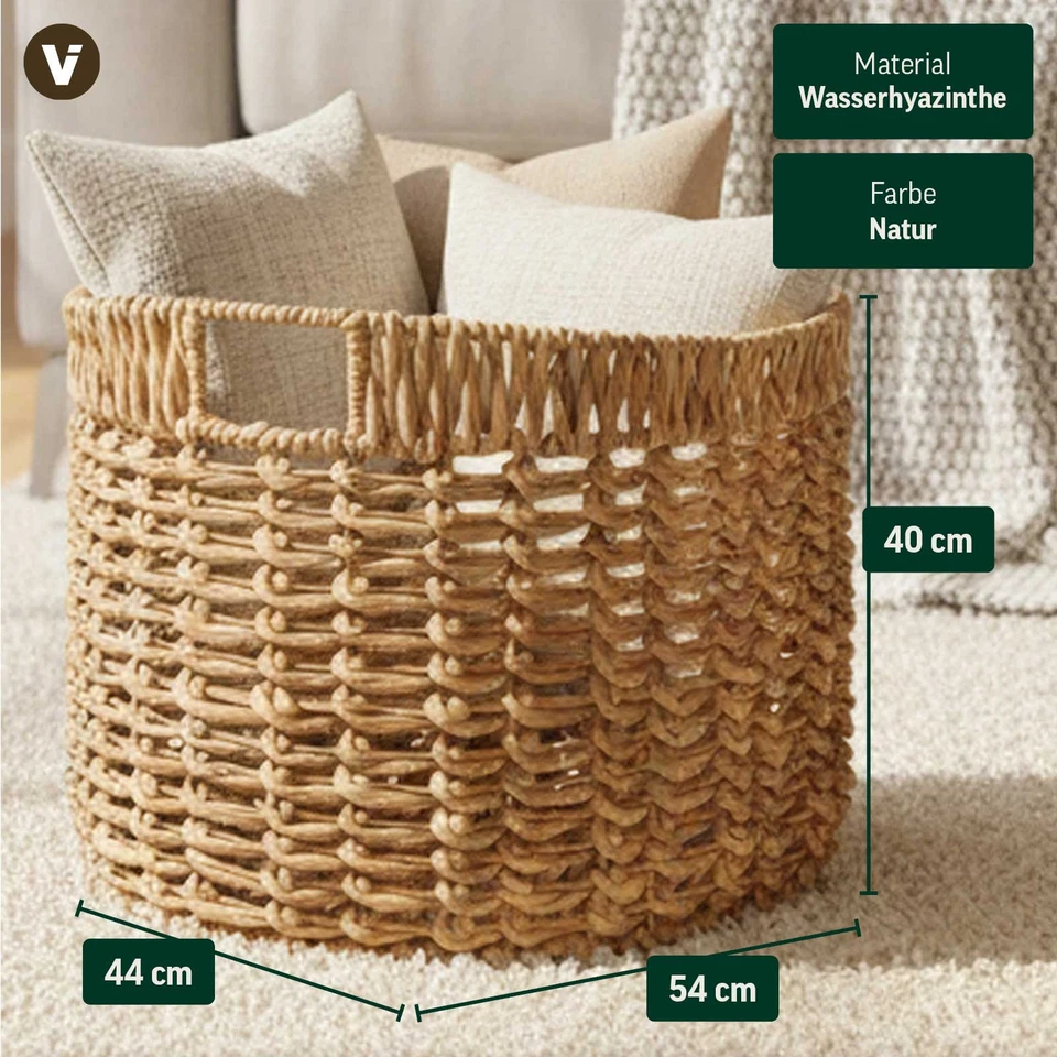Dekokorb WODA Wasserhyazinthe 54x44x40 cm Natur Oval - Bild 3 von 4