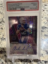 2019 Panini Prizm Andrew Luck Sensational Sig Purple Power /10. PSA 9
