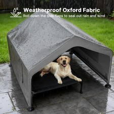 Extra Large Dog House Outdoor with Elevated Dog Bed, outside Dog Tent 4.1' X 4.1