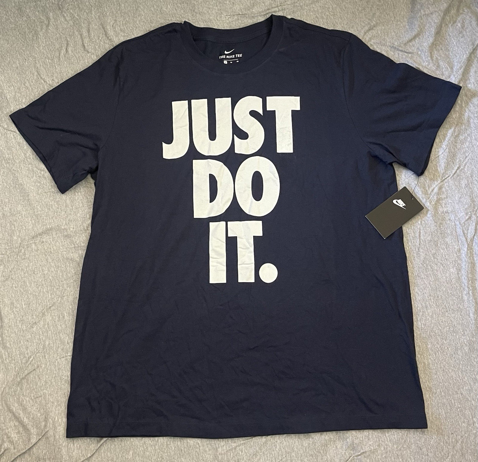 Nike Men's Navy Blue Cotton Graphic 'Just Do It' T-Shirt Size XL Short Sleeve