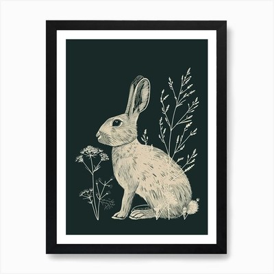Rheinländer Hase minimalistisch Illus gerahmtes Wandbild Poster Leinwanddruck Bild