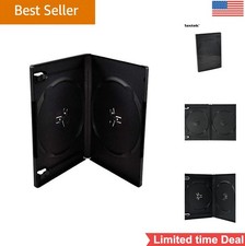 DVD Cases 10 Pack Standard 14mm Black Double Capacity with Clear Sleeves Holds