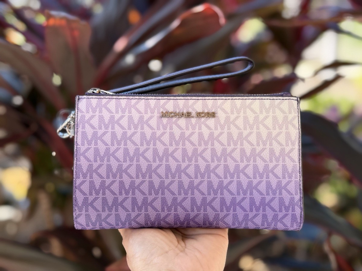 Michael Kors Jet Set Travel LG Double Zip Wallet Ombré MK Dark