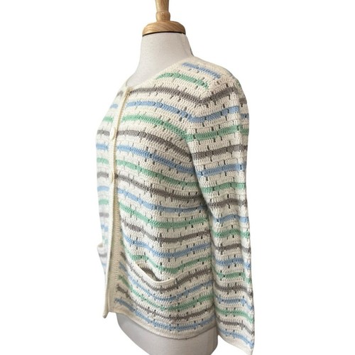 Alfred Dunner Cardigan Sweater Cottagecore Grandmacore Crochet Women's L - Picture 3 of 6