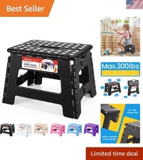 9-Inch Folding Step Stool for Kids - 300 lb Capacity, Non-Slip and Portable