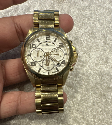 Giorgio Milano Gold Tone Quartz Chronograph Date Stainless Bracelet Silver Dial