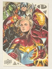 2019 Upper Deck Marvel Premier Jumbo 5x7 Sketch Card Avengers by Melike Acar