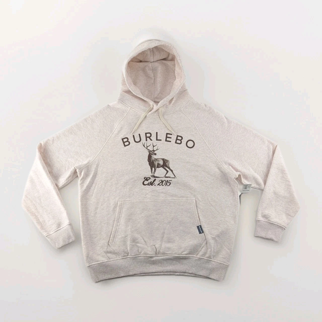 BURLEBO Men’s L Fleece Hoodie Soft Midweight Pullover Light Tan Brown Buck New
