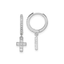 Silver Cross Pendant Earrings CZ Charm for Men Women Modern Faith Jewelry