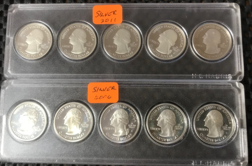 5 BU 2011 Silver State Park Quarters & 5 BU 2006 State Quarters In Whitman Case
