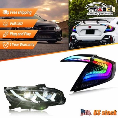 For 2016-2021 Honda Civic Sedan LED Headlight Tail Lights Sequential Turn Signal