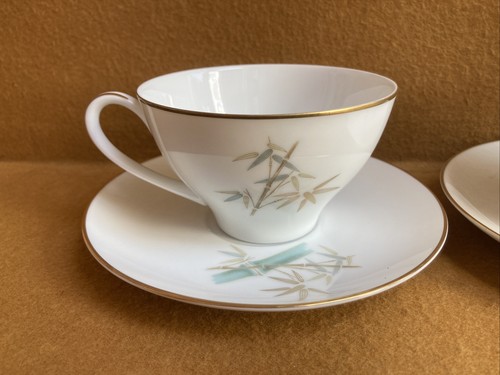 Noritake Bamboo Shoot Tea Cup & Saucer #6341 Oriental ** Vintage Set of 2 ** - Picture 3 of 9
