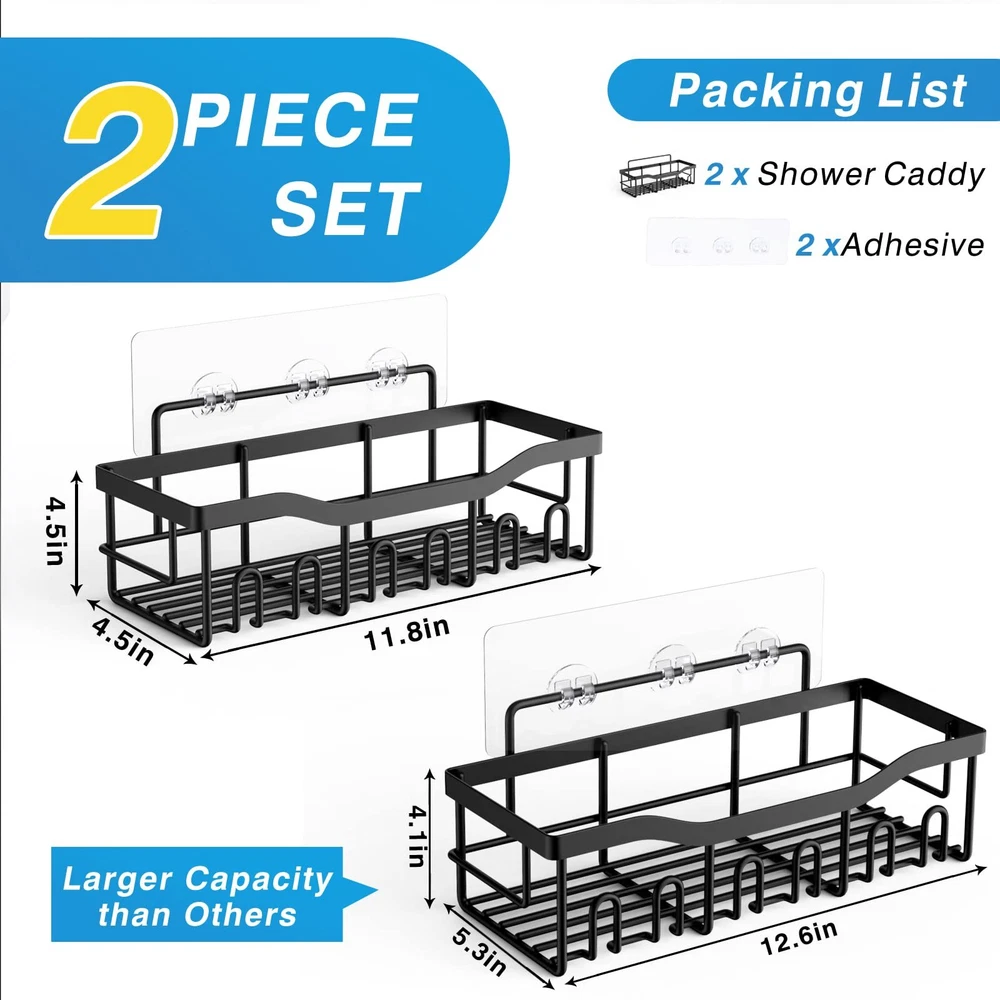 Shower Caddy 2 Packadhesive Shower Organizer For Bathroom Storage&home Decor&kit
