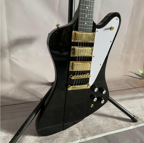 Chitarra Elettrica Personalizzata Firebird Nera H-H-H Pickups Nut Corpo Mogano - Foto 2 di 9