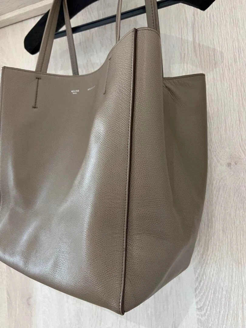 CELINE Cabas borsa tote orizzontale borsa a tracolla pelle tortora USATA originale #S2142