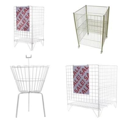 White Square Round Retail Dump Bin Baskets Shop Shopfitting POS Display Storage