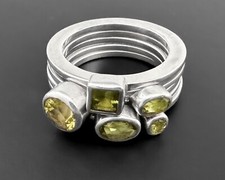 13.4g Peridot Round Square Oval Sterling Silver Set of 5 Stacking Ring s7