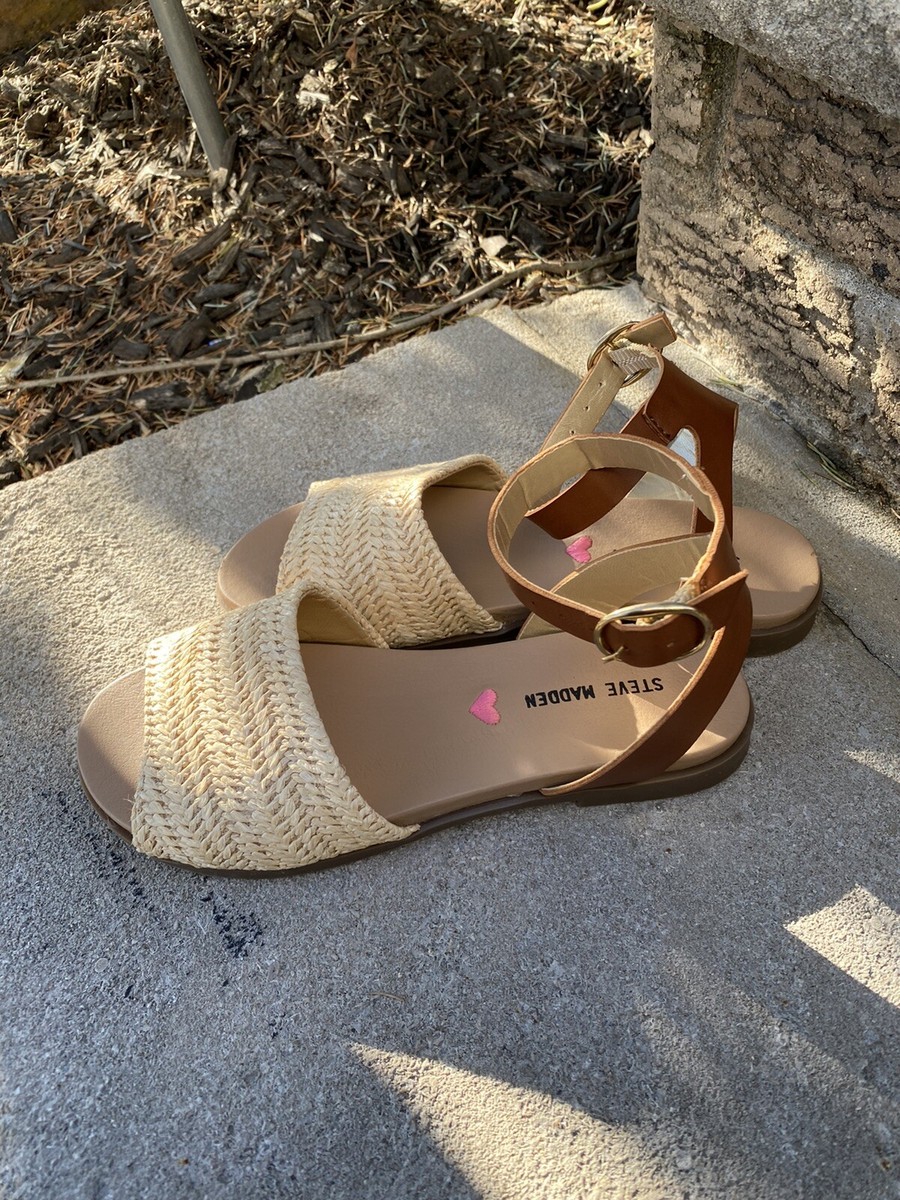 Sandales Steve Madden JGREAT GIRLS – Taille US Jeunes 4, Marron, Style Plat Synthétique