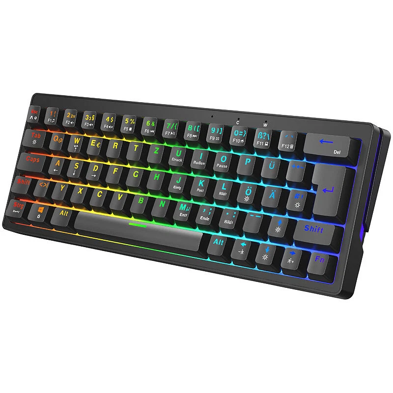 GeneralKeys Mechanische 60-%-Funk-Tastatur mit RGB-Beleuchtung, QWERTZ, Akku - Bild 2 von 4