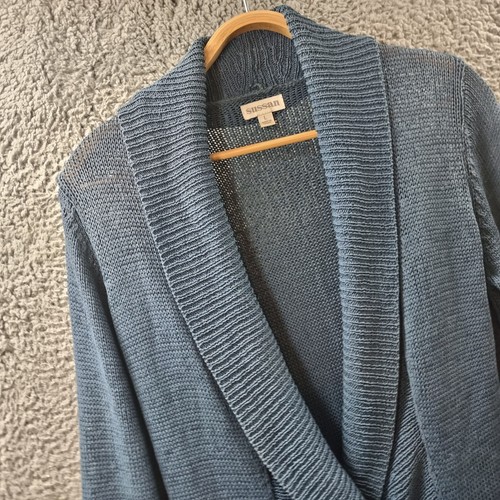 Vintage Sussan Womens Cardigan Size L Blue Long Sleeve Collared V-Neck - Picture 2 of 14