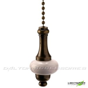 Decorative Antique Brass & White Ceramic Disc Bathroom Pull Chain ...