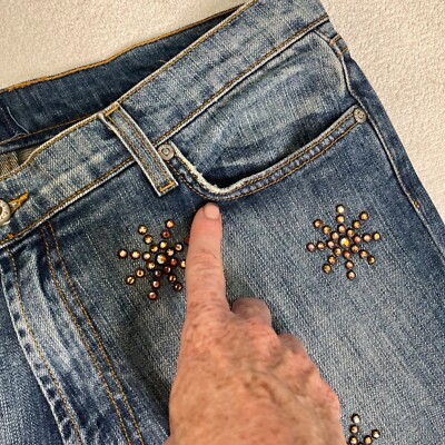 LAブランド⭐️Kippys⭐️総スワロフスキー Kippys Womens Hand Applied Swarovski Crystal Stars Denim Jeans