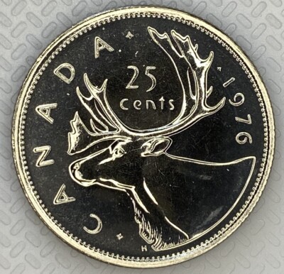 カナダ25セント銀貨　トナカイ　1976年 1976 CANADA 25 CENTS PROOF LIKE QUARTER COIN | eBay