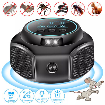 4in1 360° Ultrasonic Rodent Repellent Pest Repeller Mouse Blocker Rat Deterrent