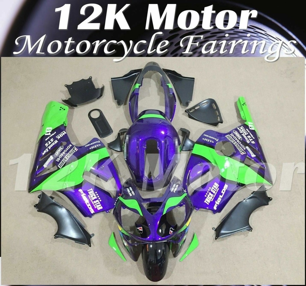 Purple Fairing Set Fairings Kit Fits ZX-12R ZX12R 2002 2003