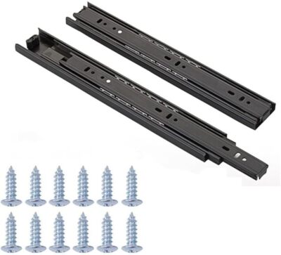 Full Extension Less Noise Ball Bearing Drawer Slides, 10 Inches, 2-Pair Black