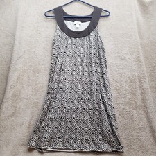 ANN TAYLOR LOFT Women Medium Black Tan White Short Tank Dress Boho Casual