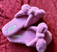 LAURA ASHLEY- M -Women's Pink -Memory Foam Bow /Slide Slippers -NWOB