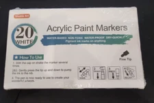 SHUTTLE ART 20 WHITE ACRYLIC PAINT MARKERS WATER-BASED FINE TIP