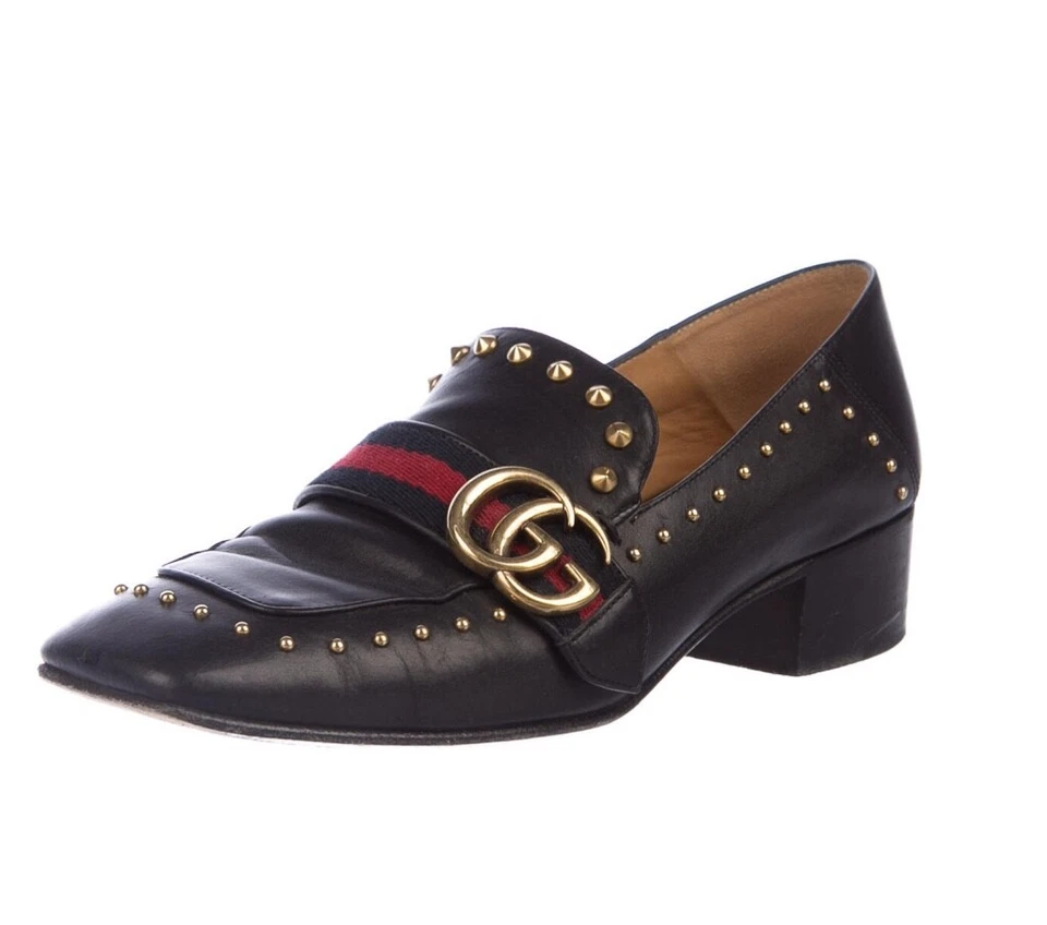 Zapatos de cuero GUCCI, logotipo GG, negros, talla 7 AU, 38 EU, 8 US (antes $1,680) Foto 3 de 4
