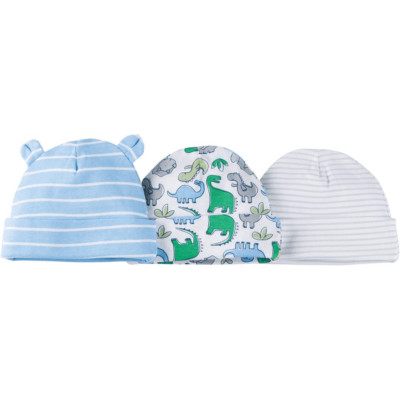Gerber Childrenswear 3-Pack Infant and Baby Boys Dinosaur Caps (NEW)